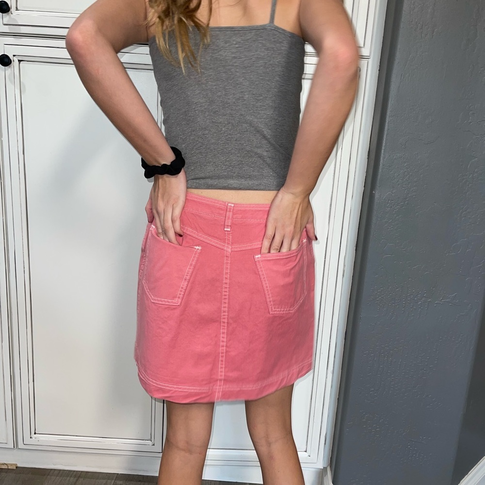 Vintage GAP pink rose mini button up skirt 80s 90s back to school 8 - Picture 5 of 8